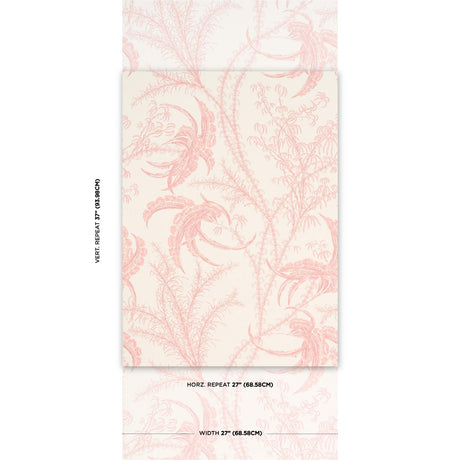 Schumacher Ocean Toile Coral Wallpaper