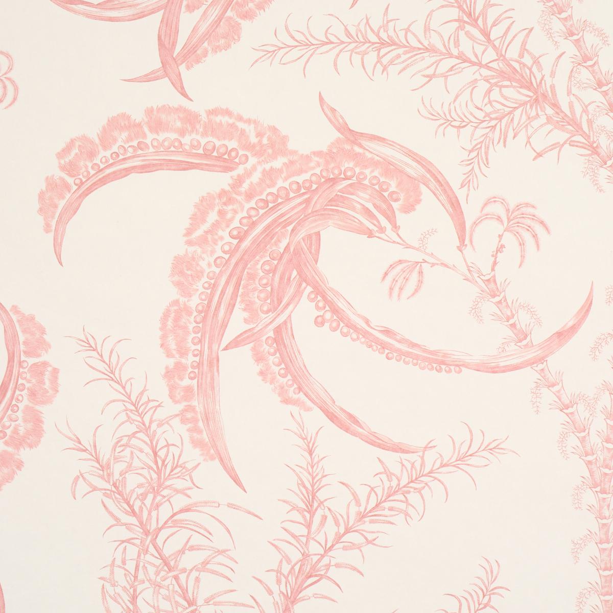 Schumacher Ocean Toile Coral Wallpaper