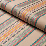 Schumacher Wellington Stripe Natural On Multi Fabric
