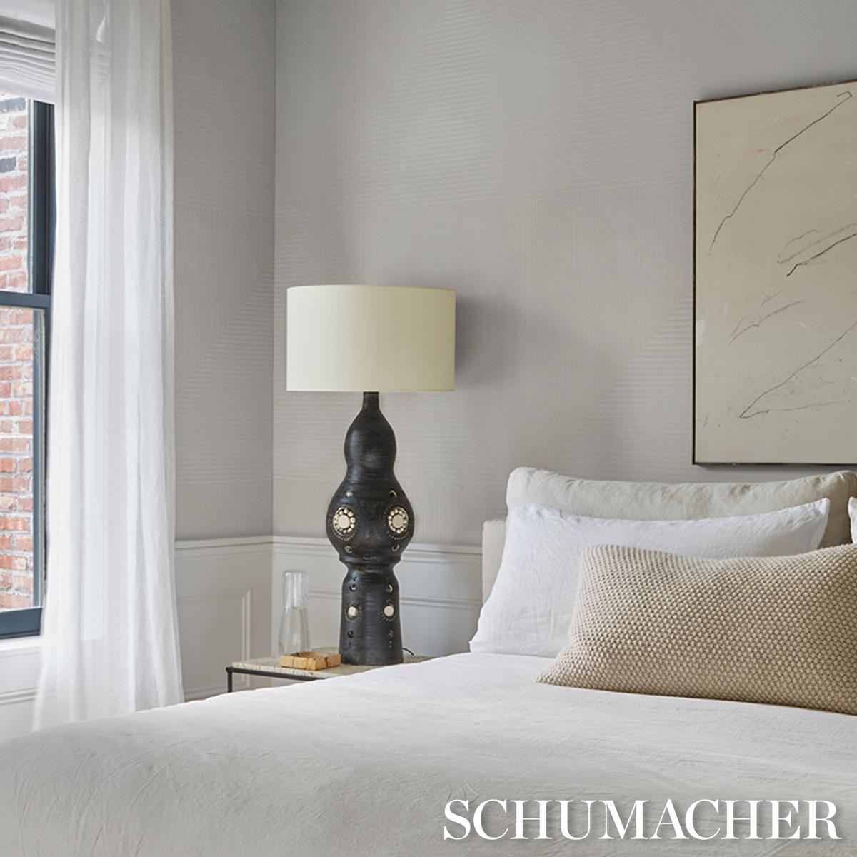 Schumacher Hand Combed Triangles White Wallpaper