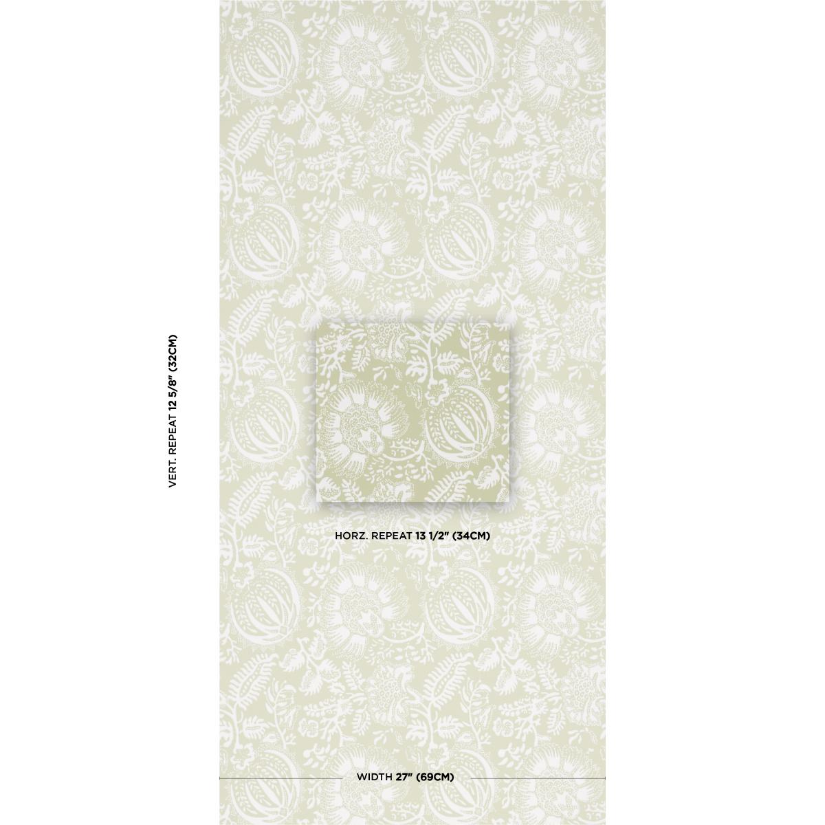 Schumacher Pomegranate Print Moss Wallpaper