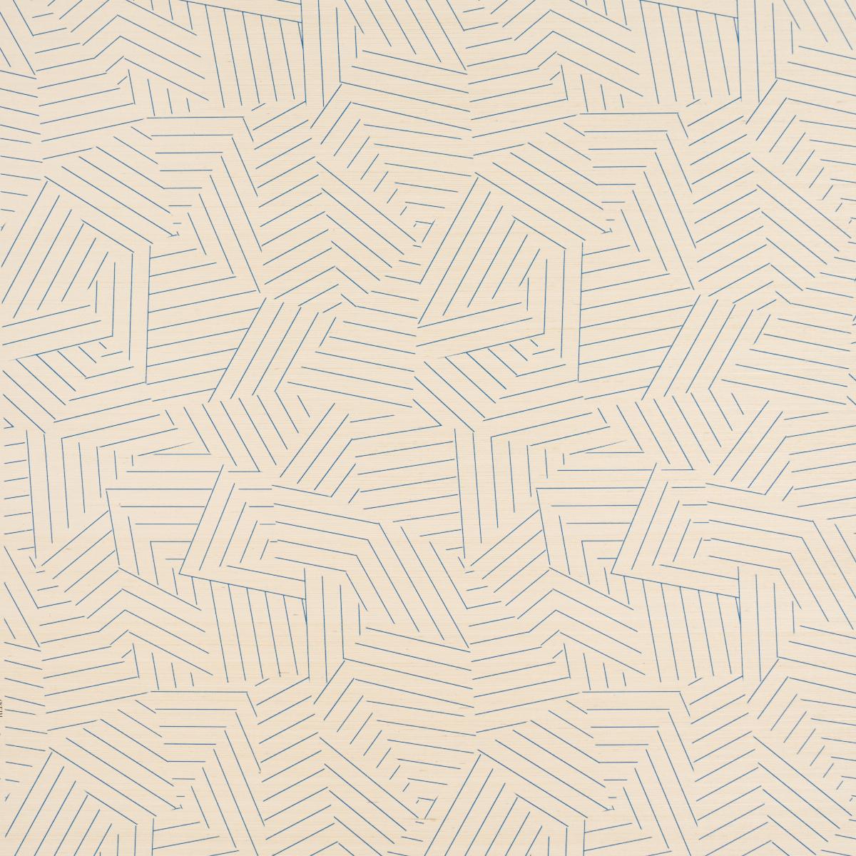 Schumacher Deconstructed Stripe Sisal Cobalt Wallpaper