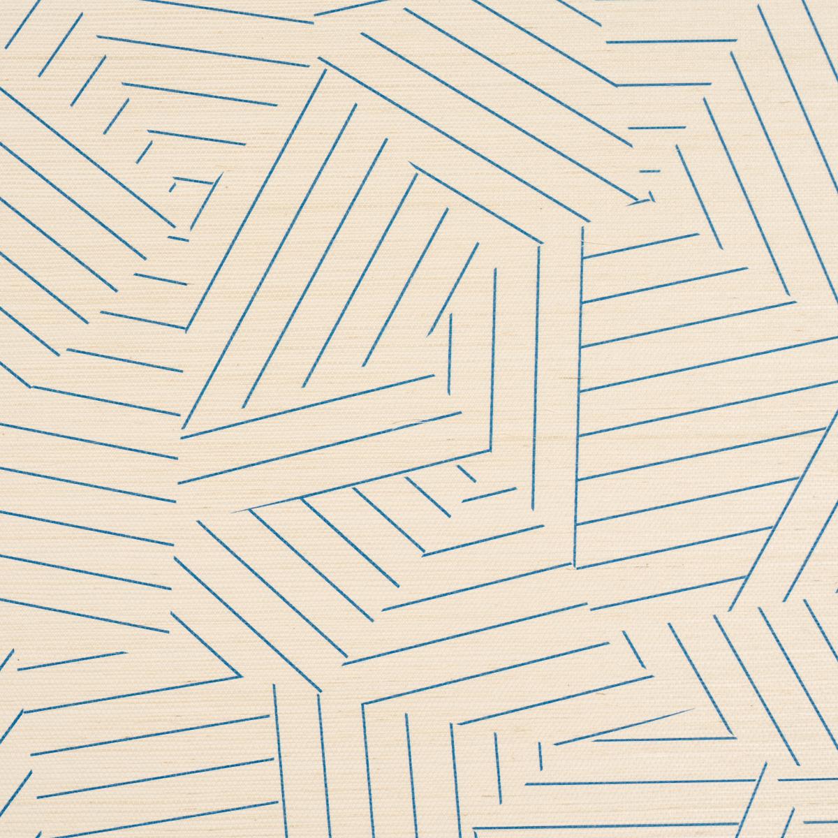 Schumacher Deconstructed Stripe Sisal Cobalt Wallpaper