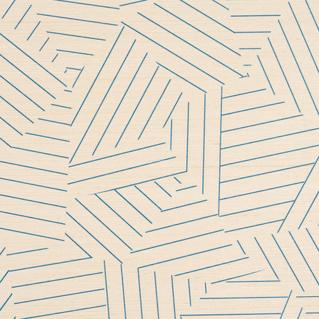 Schumacher Deconstructed Stripe Sisal Cobalt Wallpaper