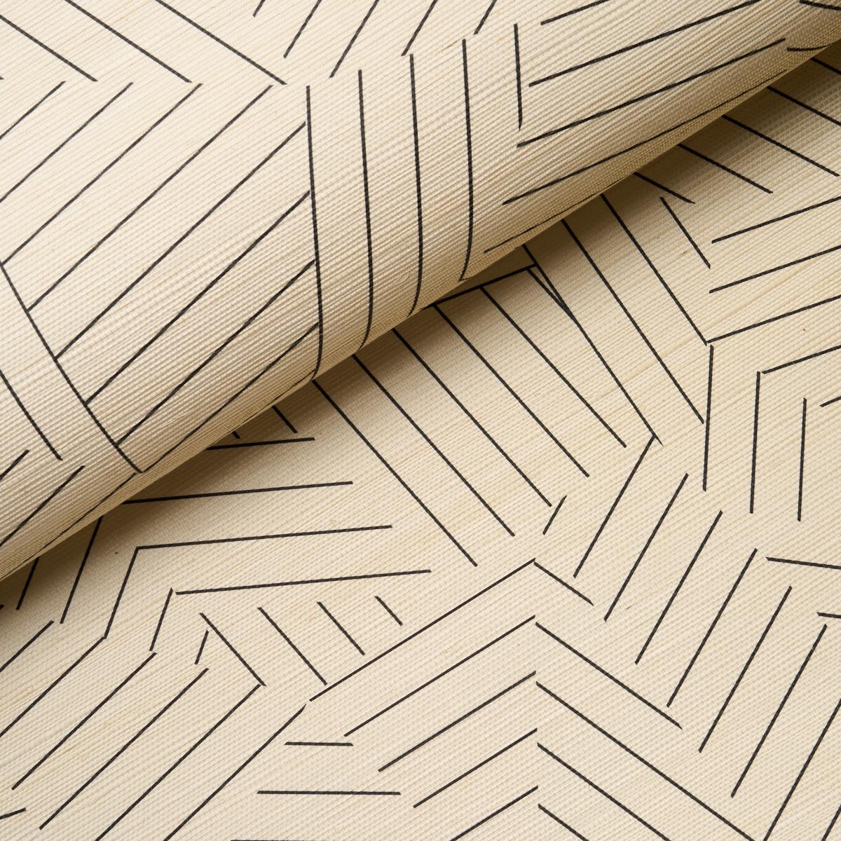 Schumacher Deconstructed Stripe Sisal Black Wallpaper