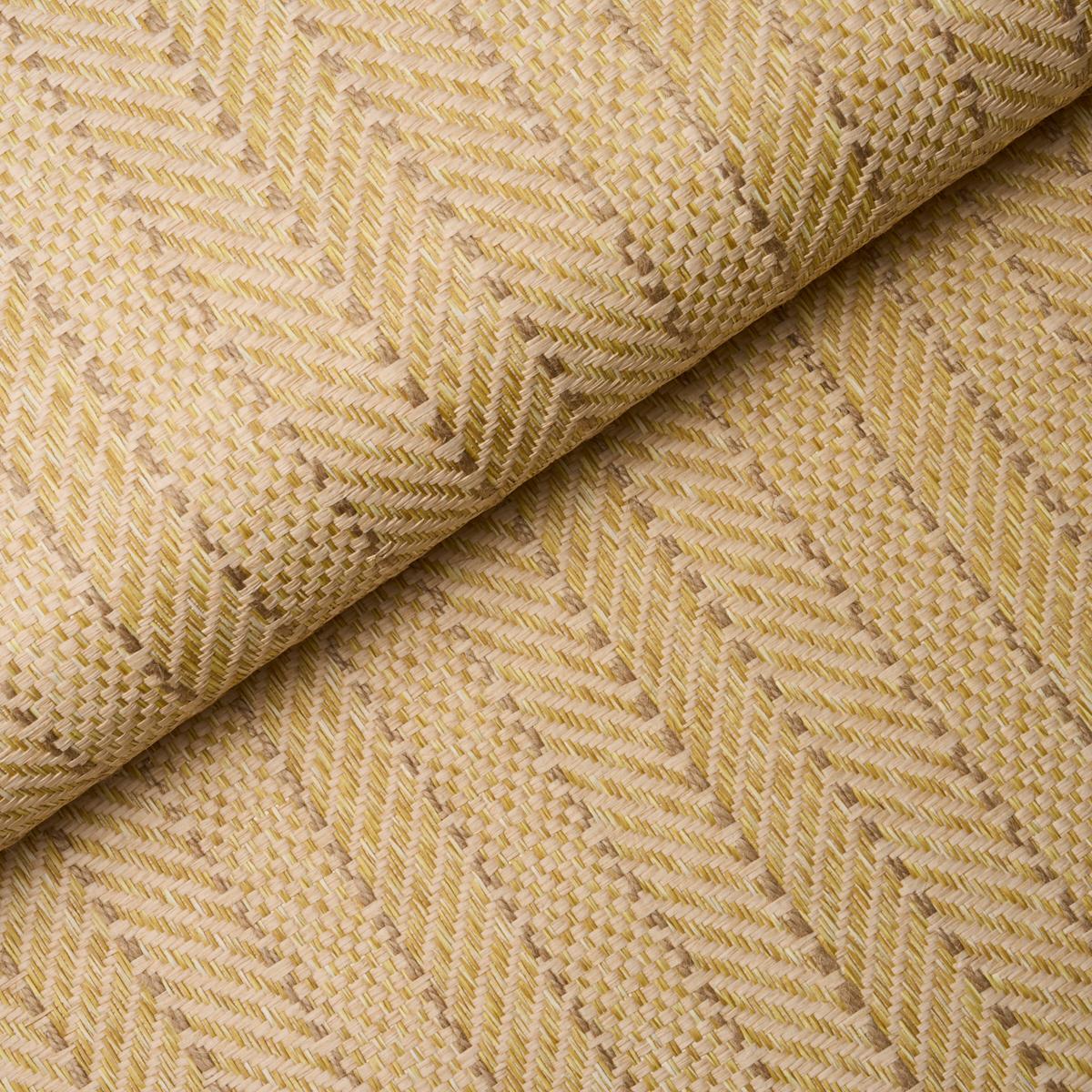 Schumacher Zig Zag Paperweave Sesame Wallpaper