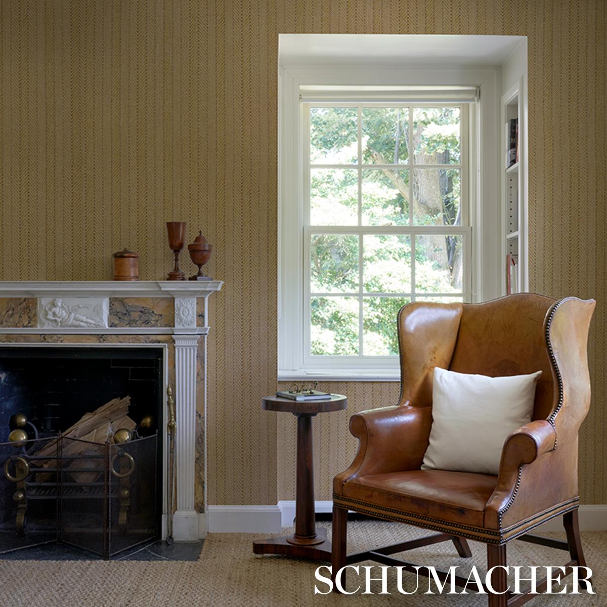 Schumacher Zig Zag Paperweave Sesame Wallpaper