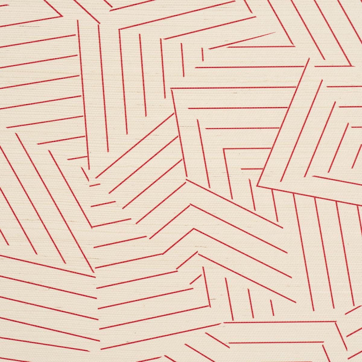 Schumacher Deconstructed Stripe Sisal Red Wallpaper