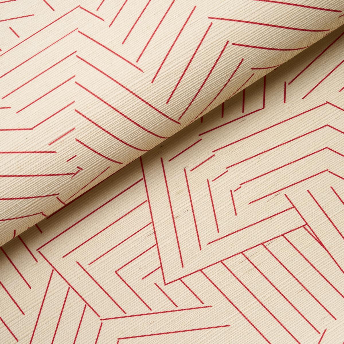 Schumacher Deconstructed Stripe Sisal Red Wallpaper