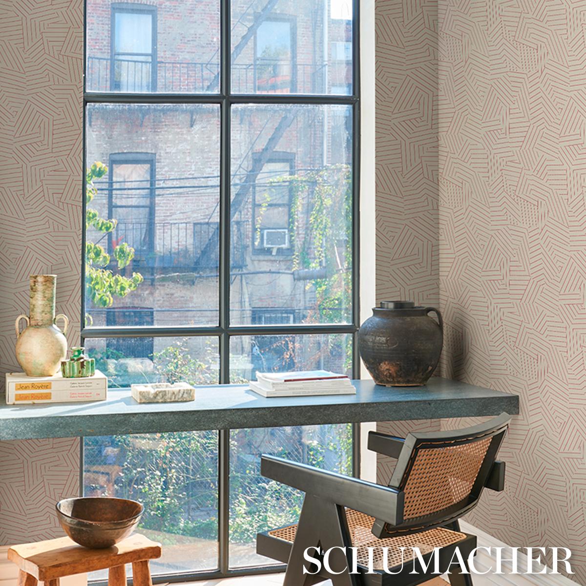 Schumacher Deconstructed Stripe Sisal Red Wallpaper