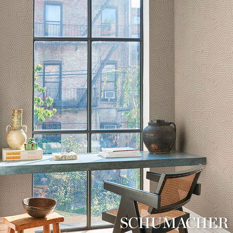 Schumacher Deconstructed Stripe Sisal Red Wallpaper