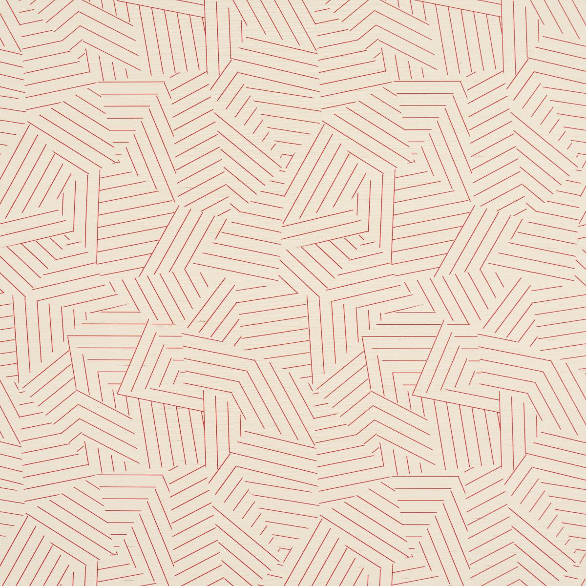 Schumacher Deconstructed Stripe Sisal Red Wallpaper