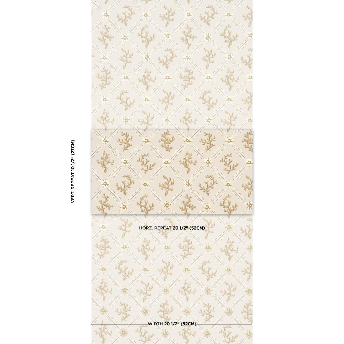 Schumacher Corail Leaf Trellis Champagne Wallpaper