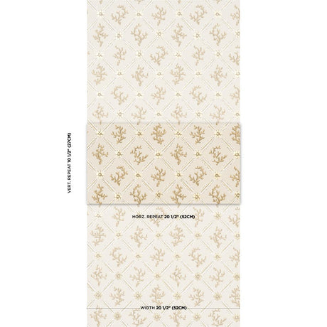 Schumacher Corail Leaf Trellis Champagne Wallpaper