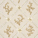 Schumacher Corail Leaf Trellis Champagne Wallpaper