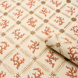 Schumacher Corail Leaf Trellis Coral Wallpaper