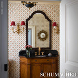 Schumacher Corail Leaf Trellis Coral Wallpaper