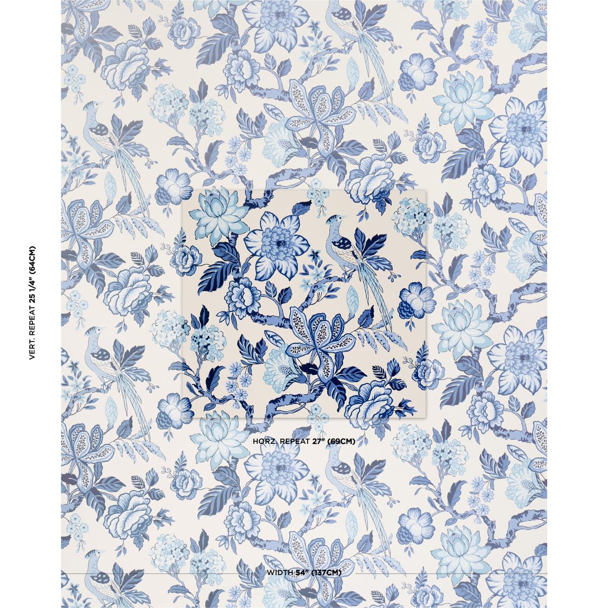 Schumacher Huntington Gardens Bleu Marine Wallpaper