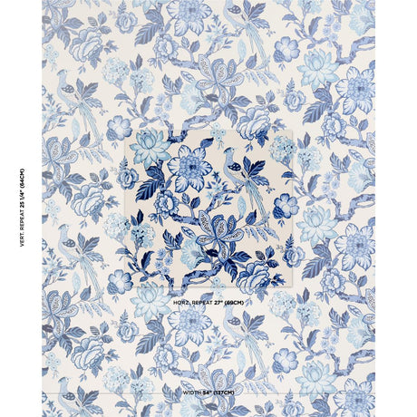 Schumacher Huntington Gardens Bleu Marine Wallpaper