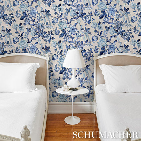 Schumacher Huntington Gardens Bleu Marine Wallpaper