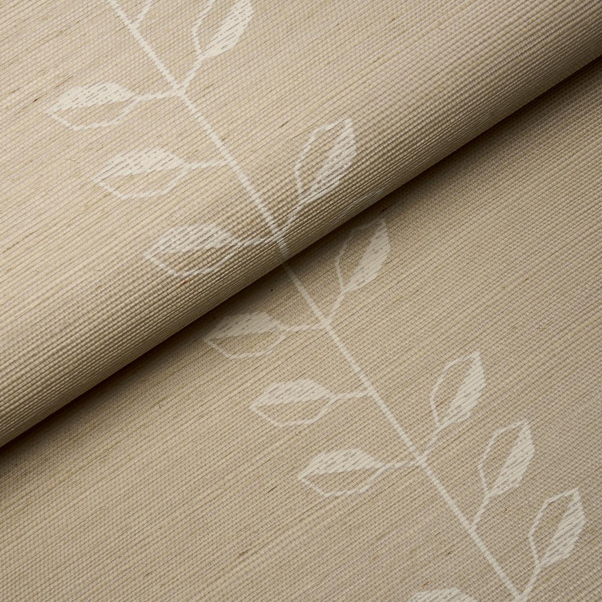 Schumacher Geo Leaf Sisal Bone & White Wallpaper