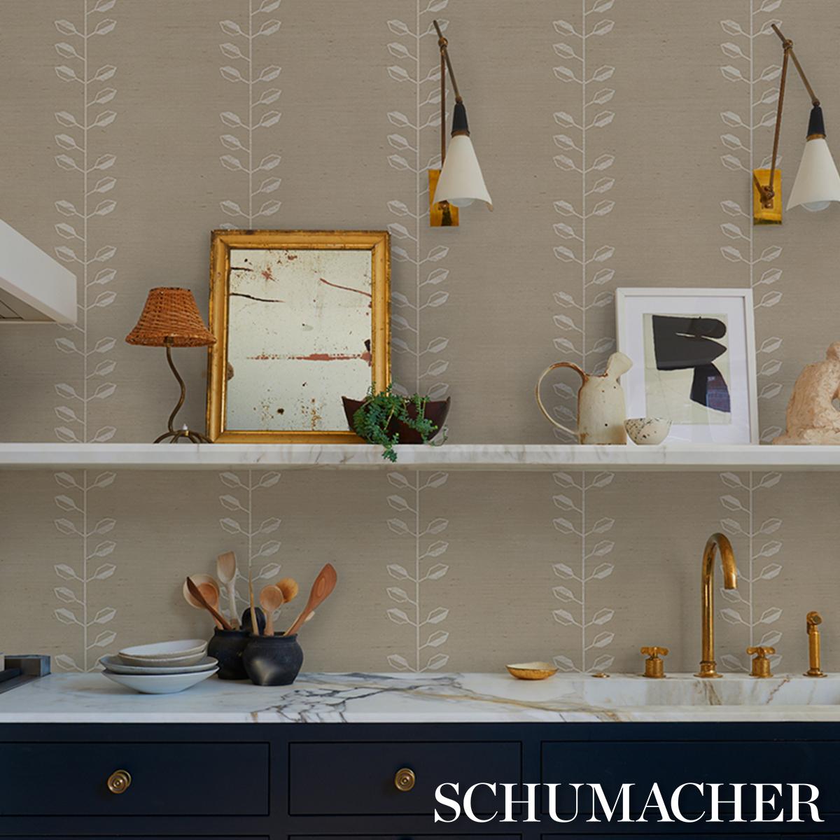 Schumacher Geo Leaf Sisal Bone & White Wallpaper