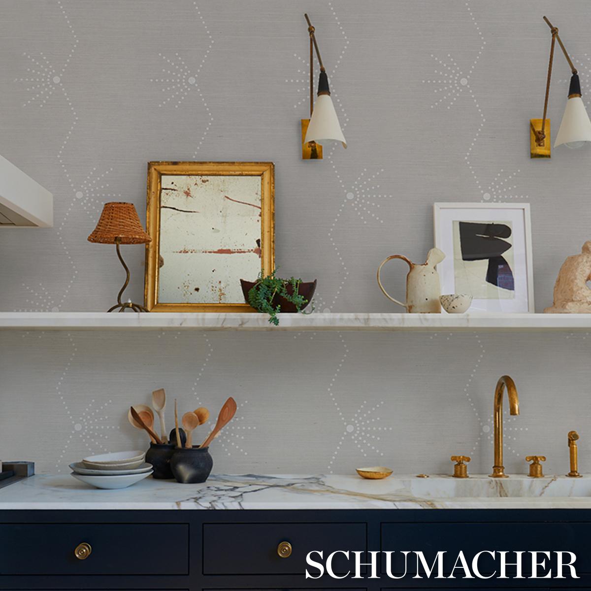 Schumacher Royre Stripe Sisal Dove Wallpaper