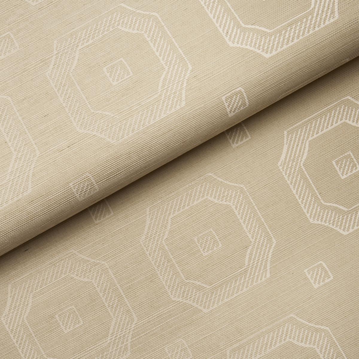 Schumacher Beveled Frame Sisal Oyster Wallpaper