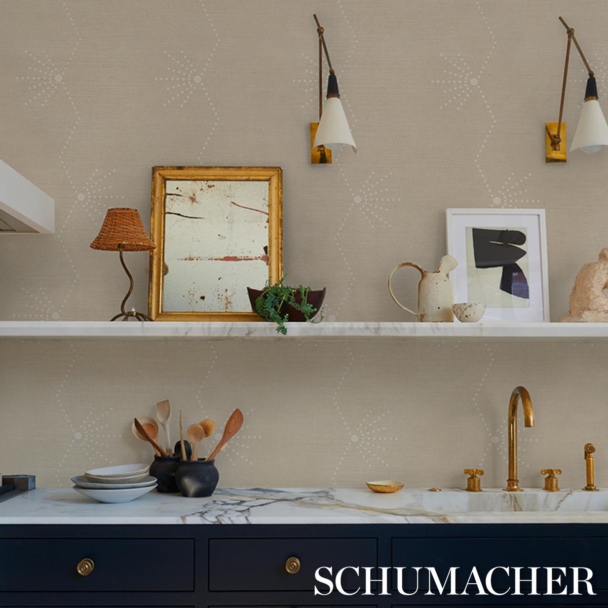 Schumacher Royre Stripe Sisal Sand Wallpaper