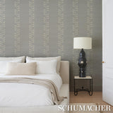 Schumacher Geo Leaf Sisal Mineral & Ivory Wallpaper
