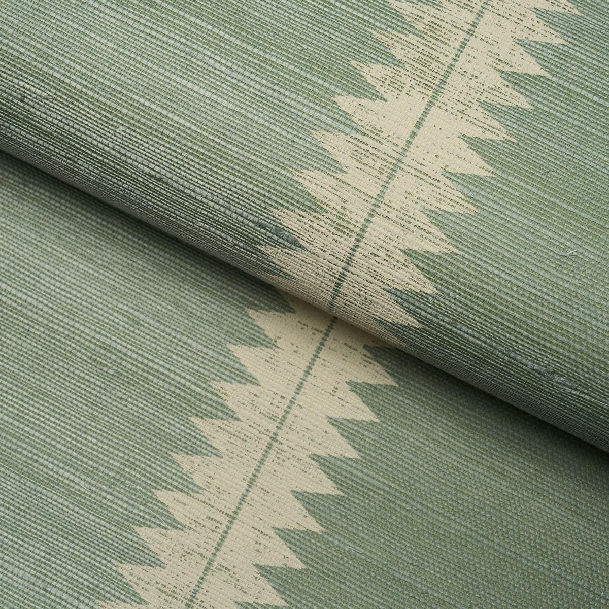 Schumacher Bristle Stripe Sisal Seaglass Wallpaper