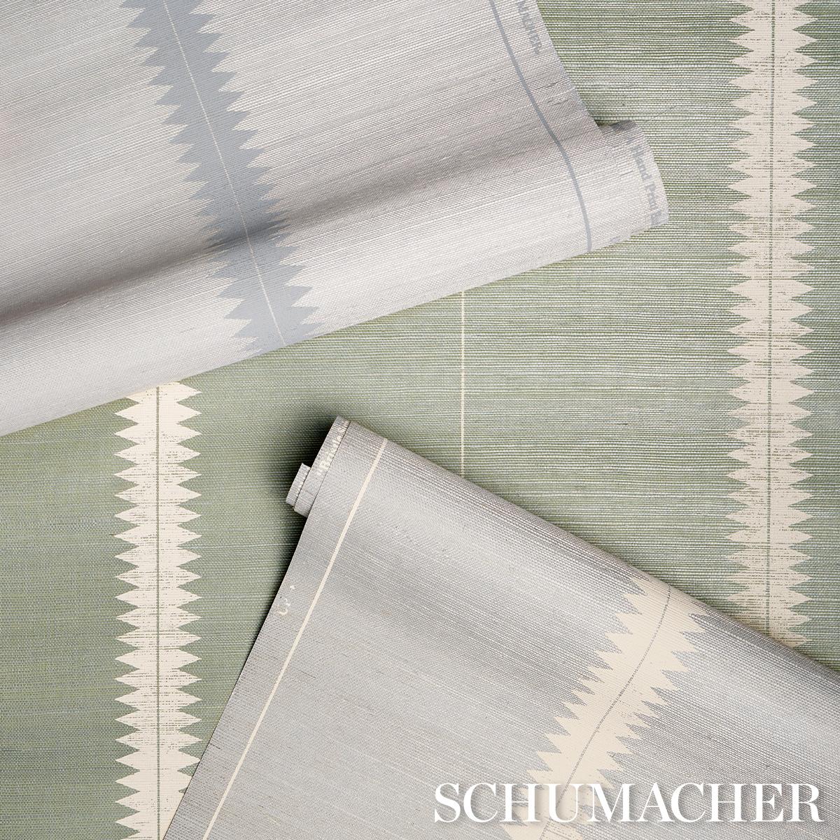 Schumacher Bristle Stripe Sisal Seaglass Wallpaper