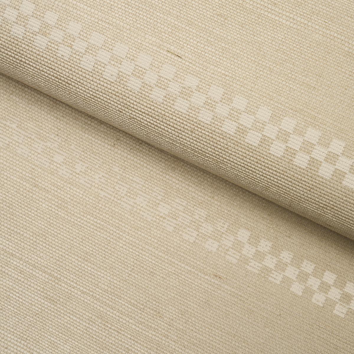 Schumacher Checkered Stripe Sisal Birch Wallpaper