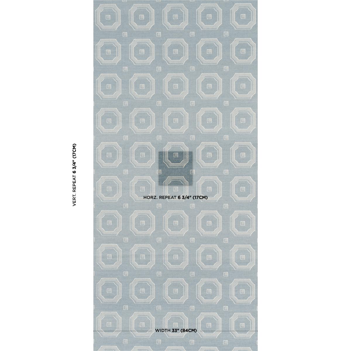 Schumacher Beveled Frame Sisal Denim Wallpaper