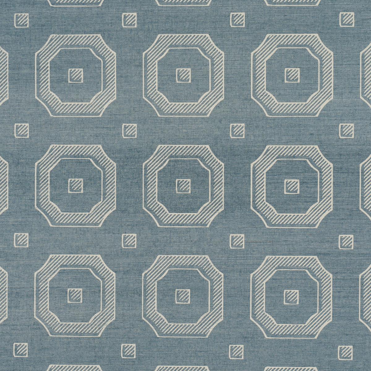Schumacher Beveled Frame Sisal Denim Wallpaper