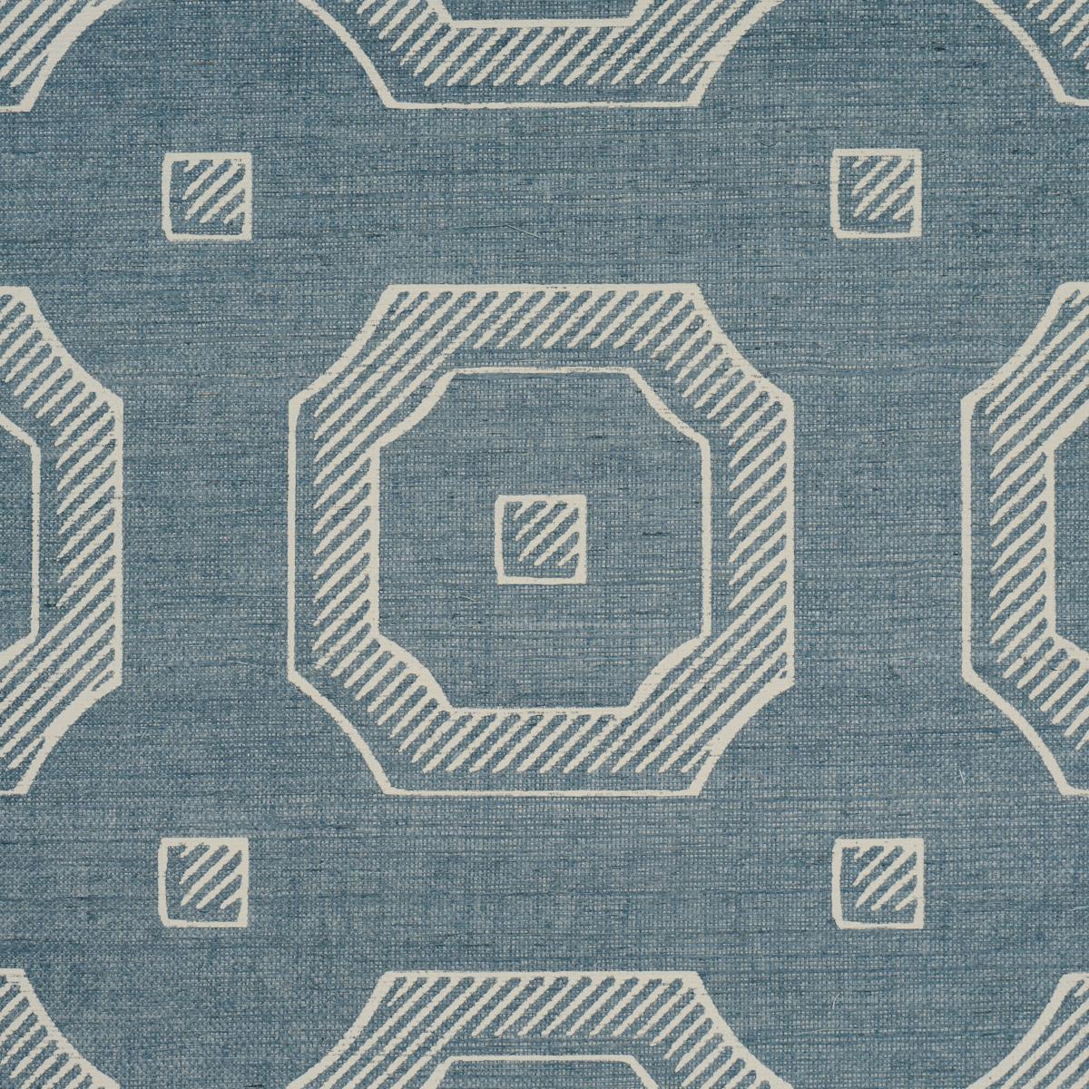 Schumacher Beveled Frame Sisal Denim Wallpaper