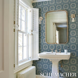 Schumacher Beveled Frame Sisal Denim Wallpaper