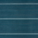 Schumacher Checkered Stripe Sisal Peacock Wallpaper