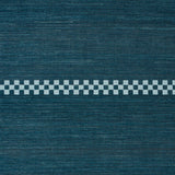 Schumacher Checkered Stripe Sisal Peacock Wallpaper