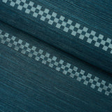 Schumacher Checkered Stripe Sisal Peacock Wallpaper