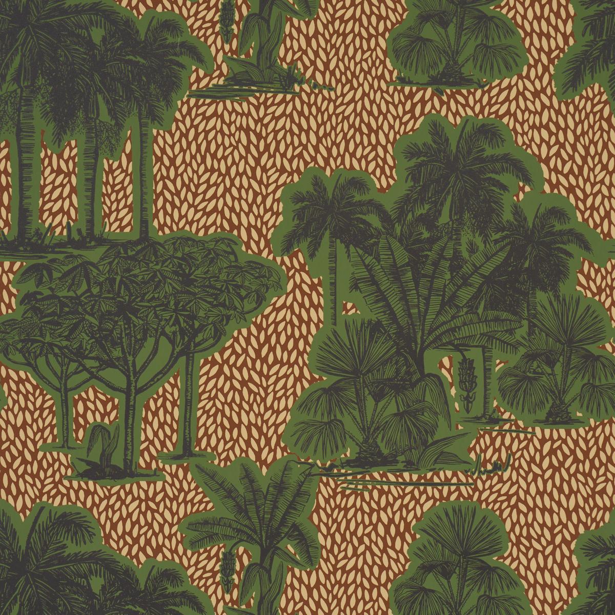 Schumacher Tropical Safari Print Orinoco Verdant Oasis Wallpaper