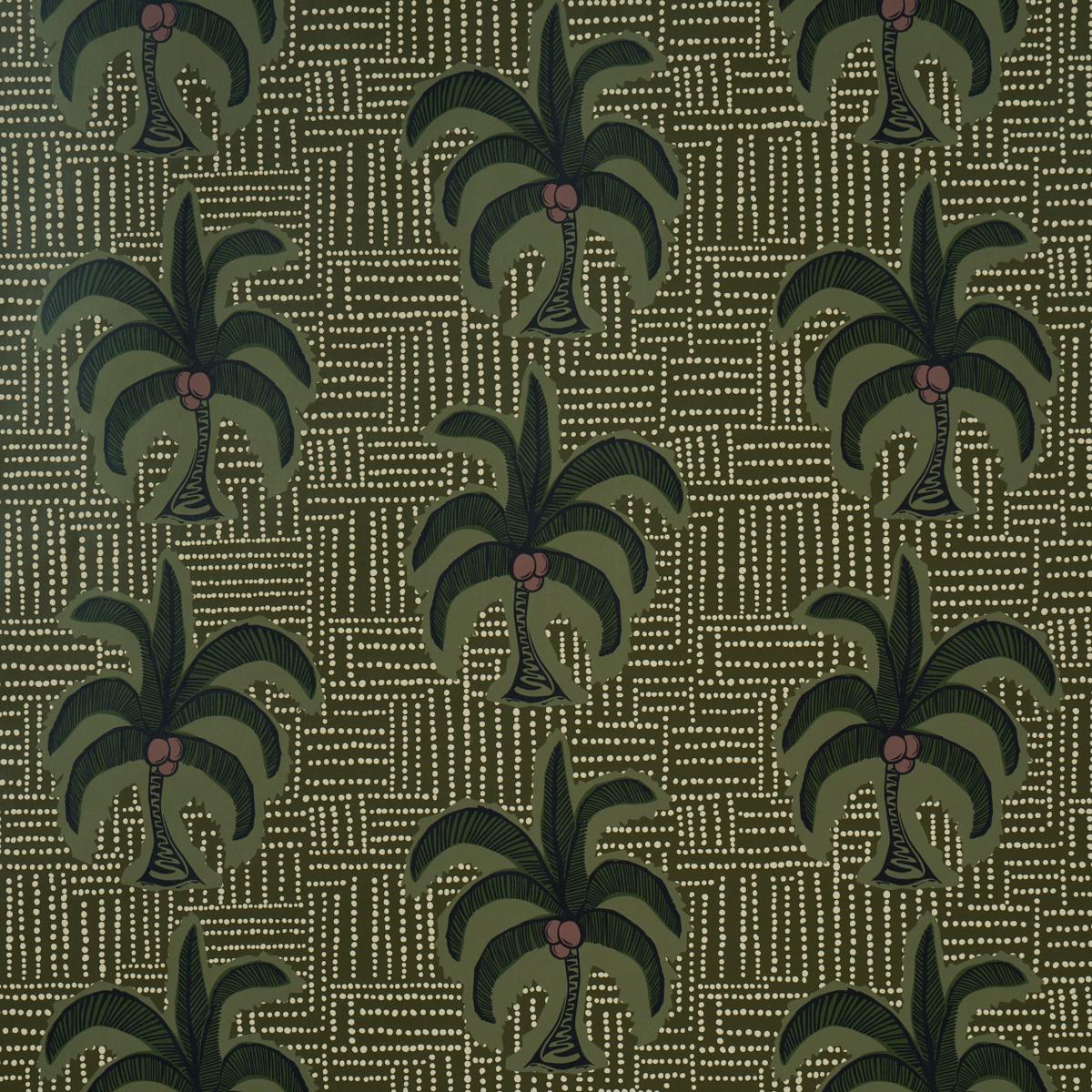 Schumacher Agua De Coco Palm Tree Green Wallpaper