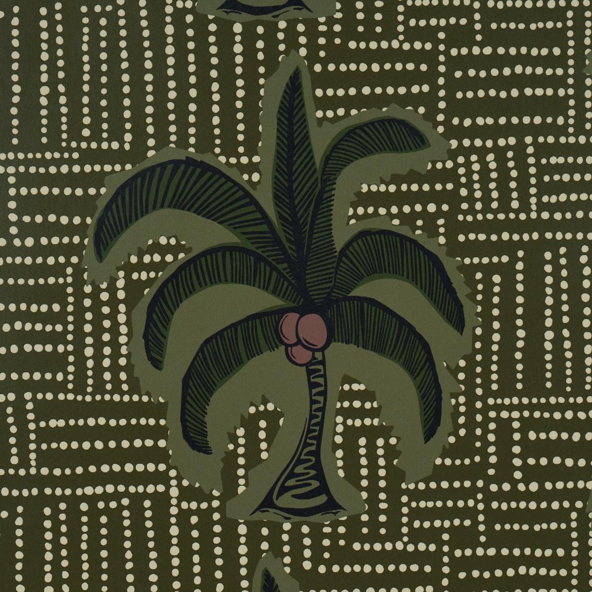 Schumacher Agua De Coco Palm Tree Green Wallpaper