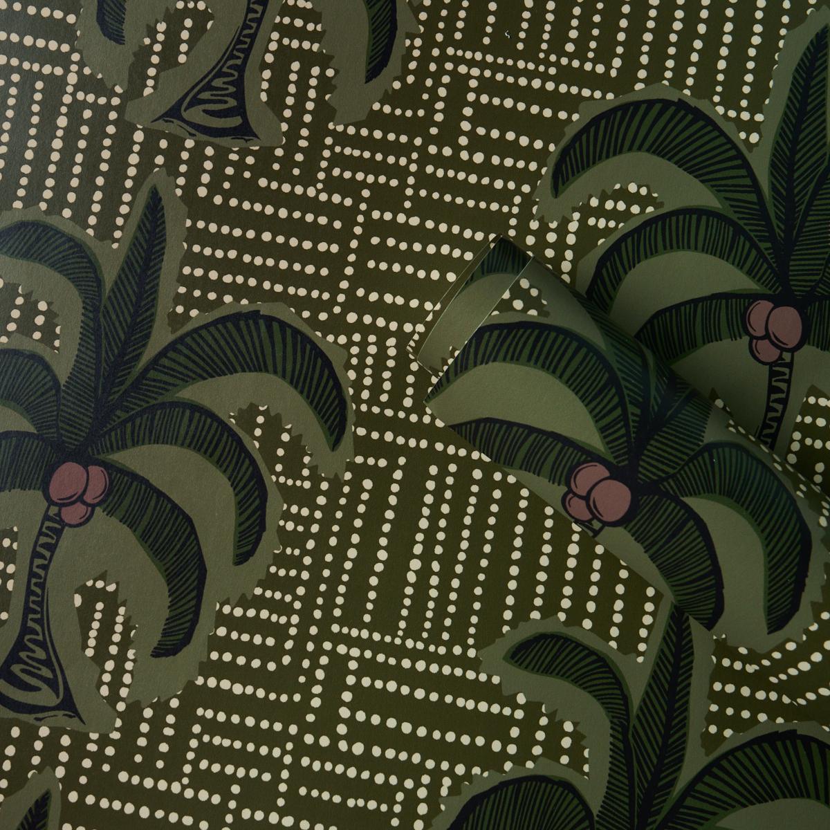 Schumacher Agua De Coco Palm Tree Green Wallpaper