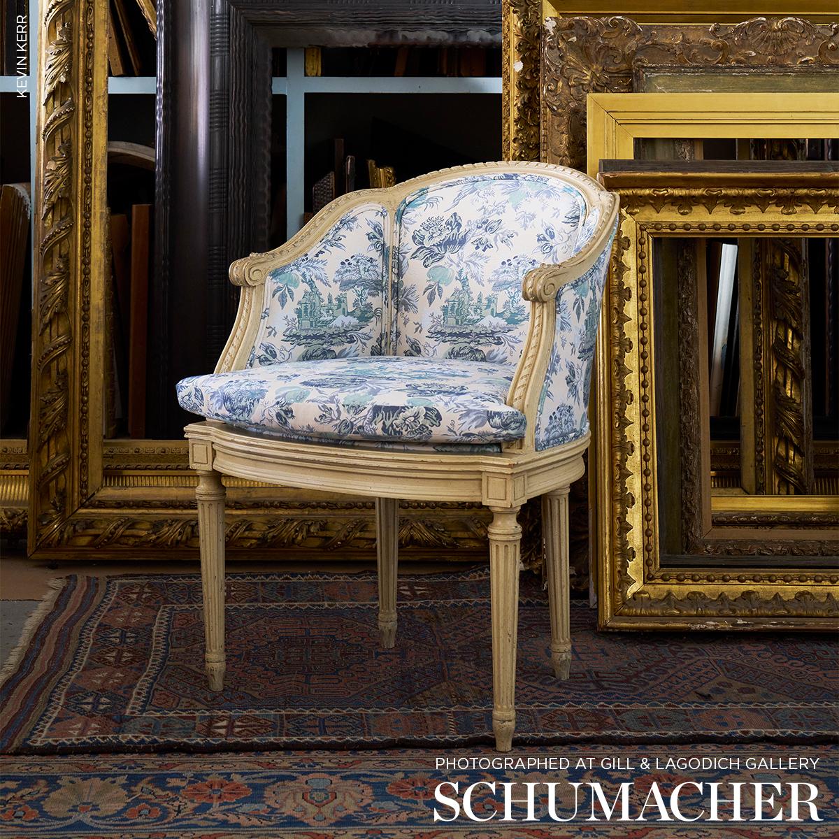Schumacher Jardin De Louis Delft Fabric – DecoratorsBest