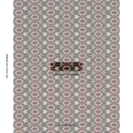 Schumacher Andean Tribute Embroidery Ruby Midnight Shadows Fabric