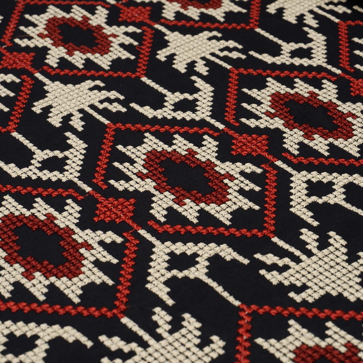 Schumacher Andean Tribute Embroidery Ruby Midnight Shadows Fabric