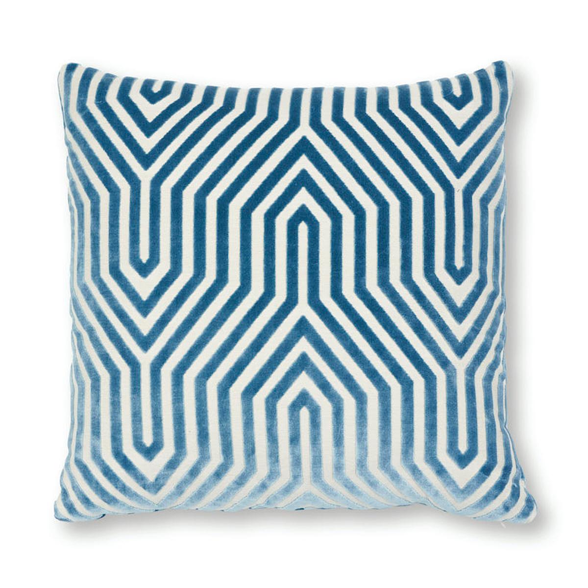 Schumacher Marine 18" x 18" Vanderbilt Velvet Pillow