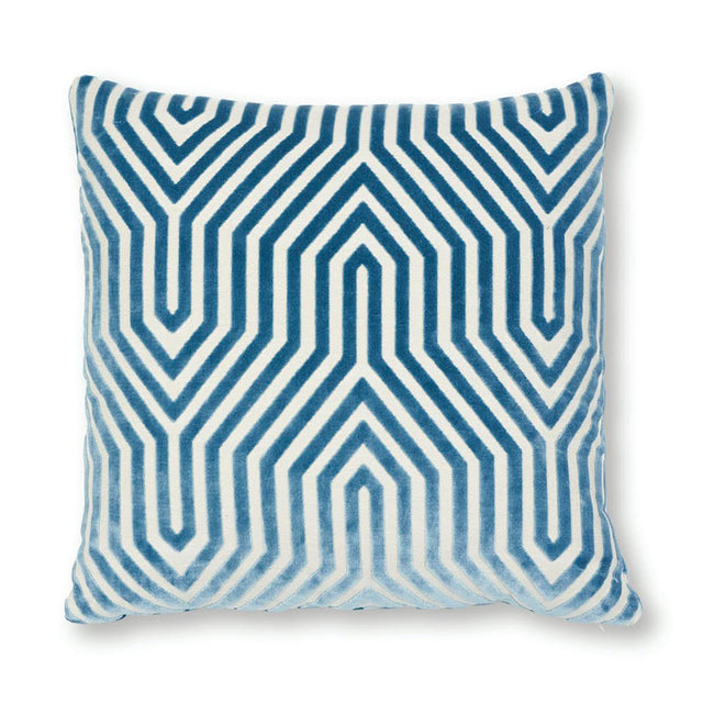 Schumacher Marine 18" x 18" Vanderbilt Velvet Pillow