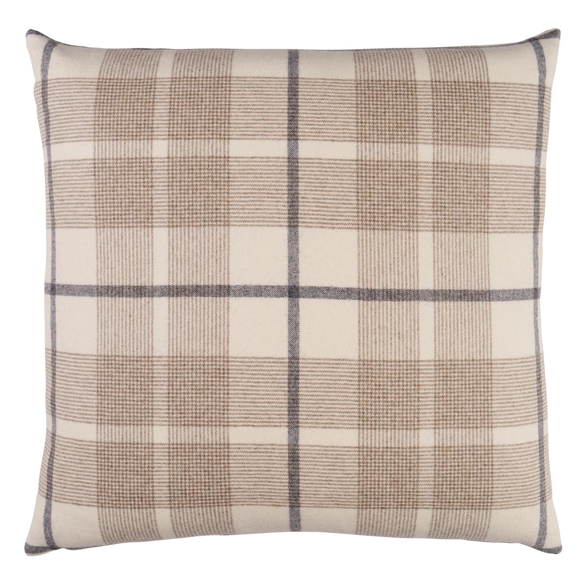 Schumacher Neutral 18" x 18" Montana Wool Plaid Pillow